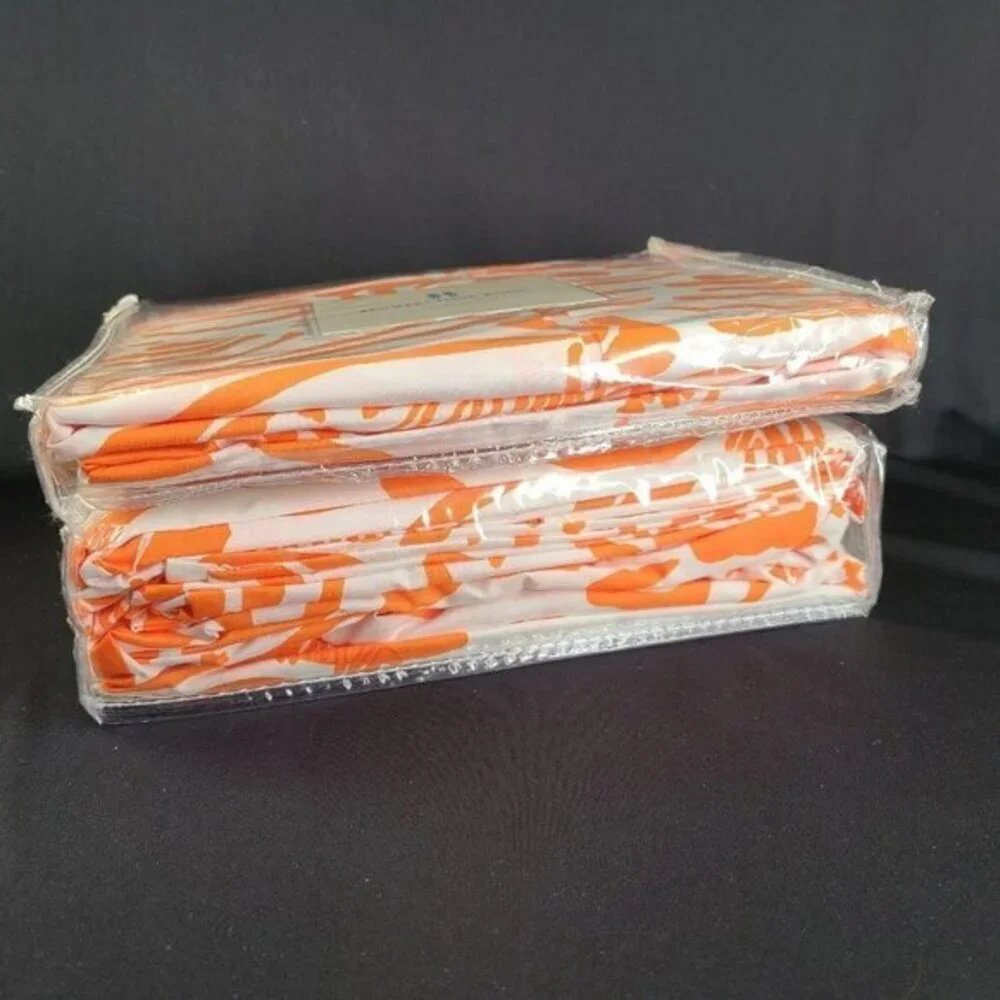 Rooms That Rule Orange Twin Sheet Set and Bedskirt Cotton Laurens Zebra Print Nw